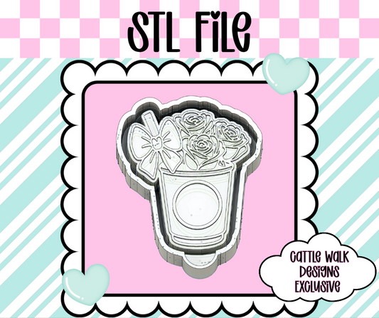 Bouquet Cup with Bow STL File – Floral Freshie Mold with Cardstock Option | 3D Print File for Valentine or Everyday Designs | Cattle Walk Designs Exclusive