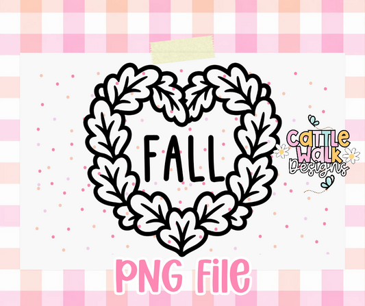 Fall Leaf Heart PNG | Simple Autumn Heart Wreath | Fall Freshie Design