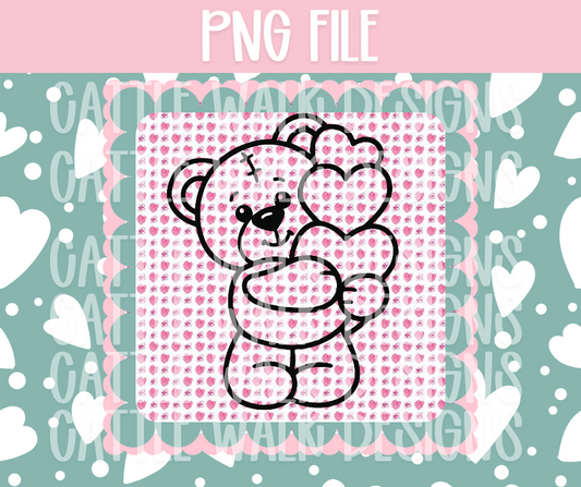 Teddy Bear with Hearts PNG – Valentine’s Freshie Design Template