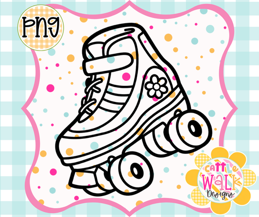 Retro Roller Skate PNG | Quad Skate Summer Design | Bold Outline Freshie Digital Download