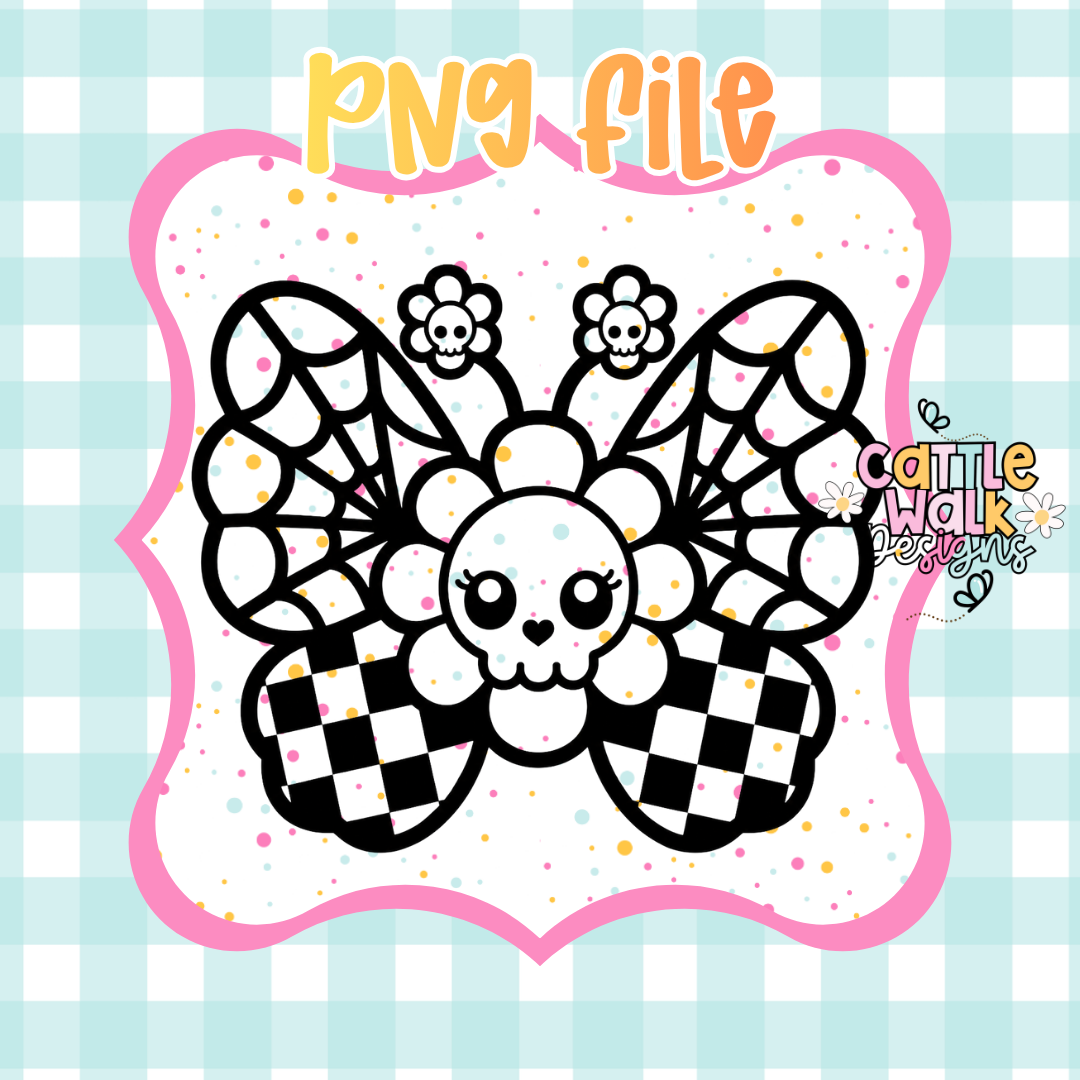 Skull Flower Moth PNG | Gothic Butterfly PNG | Spooky Cute Moth PNG | Halloween Moth PNG | Digital Download