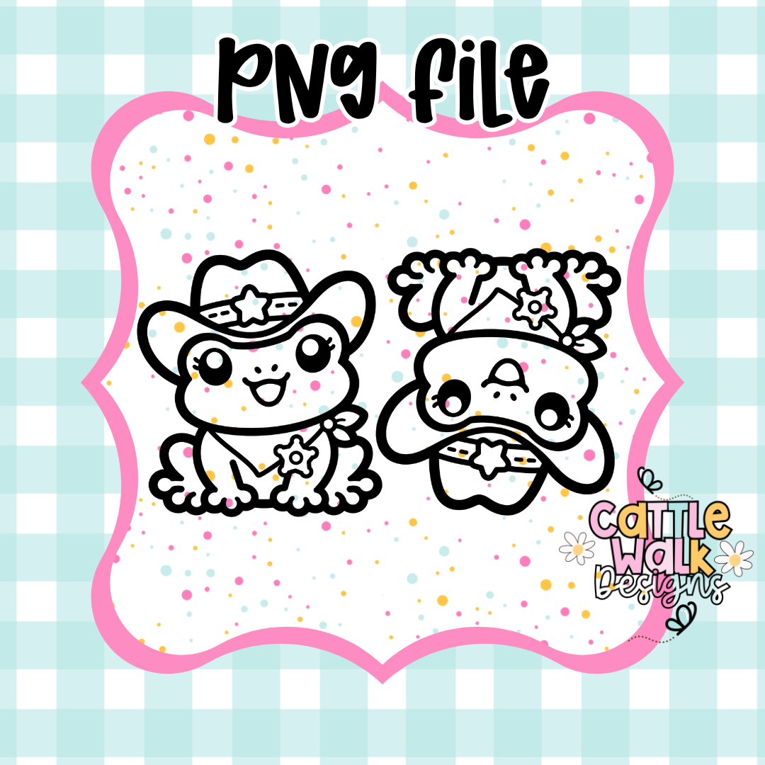Cowgirl Frog Vent Clip PNG Bundle | Cute Western Frog Car Vent PNGs | Kawaii CWD-Style Design