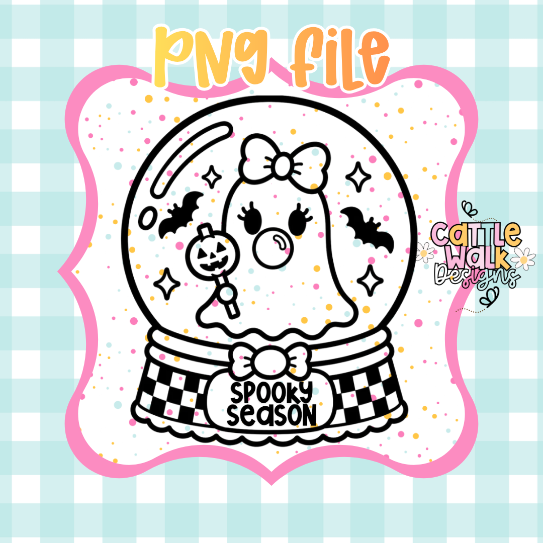 Spooky Season Ghost Snow Globe PNG | Cute Ghost Halloween PNG | Space Bun Ghost PNG | Halloween Snow Globe PNG | Digital Download