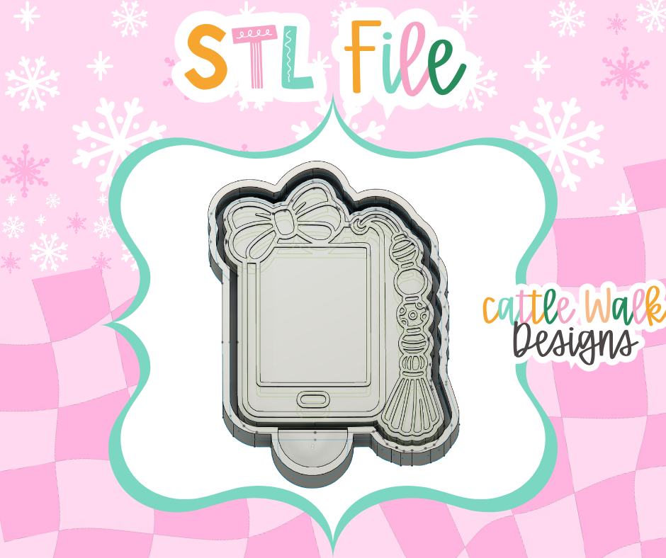 Blank E-Reader with Bow & Beaded Tassel STL Mold File