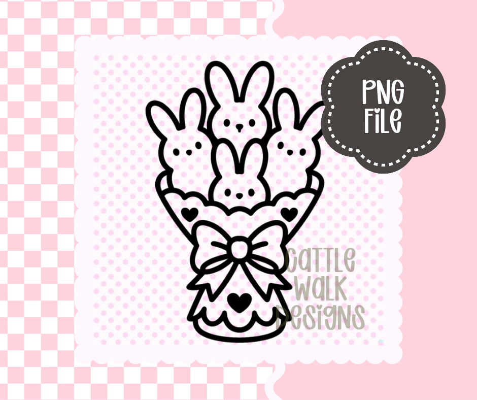 Bunny Peeps Bouquet with Bow – Cute Easter PNG | Cattle Walk Designs