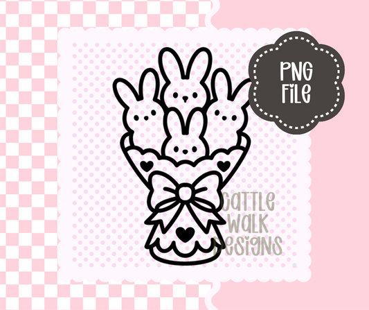 Bunny Peeps Bouquet with Bow – Cute Easter PNG | Cattle Walk Designs