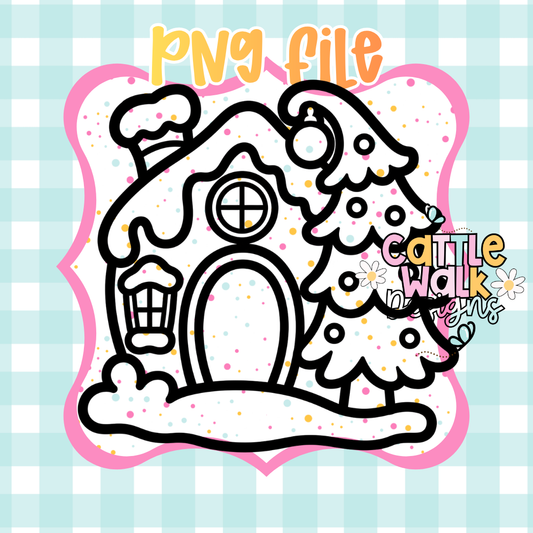 Christmas Gingerbread House PNG | Snowy Gingerbread Cottage | Cute Holiday House | Digital Download | Freshie PNG | Sublimation Design