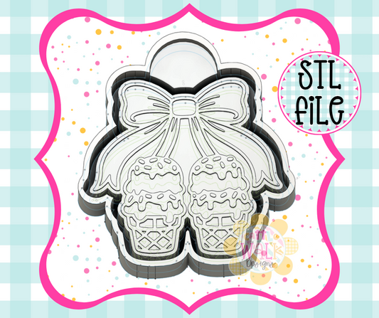 Boutique Ice Cream Bow Freshie Mold STL | 3D Printable Sweet Treat Mold File | Summer Dessert Design