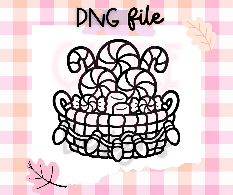 Peppermint Candy Basket PNG | Christmas Sweets Digital Download