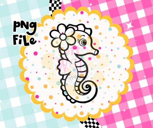Cute Seahorse PNG | Floral Seahorse Design | Girly Coastal PNG | Digital Download