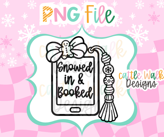 Snowed In & Booked Kindle PNG | Christmas E-Reader PNG | Book Lover Christmas PNG | Winter Reading Freshie Design | Digital Download