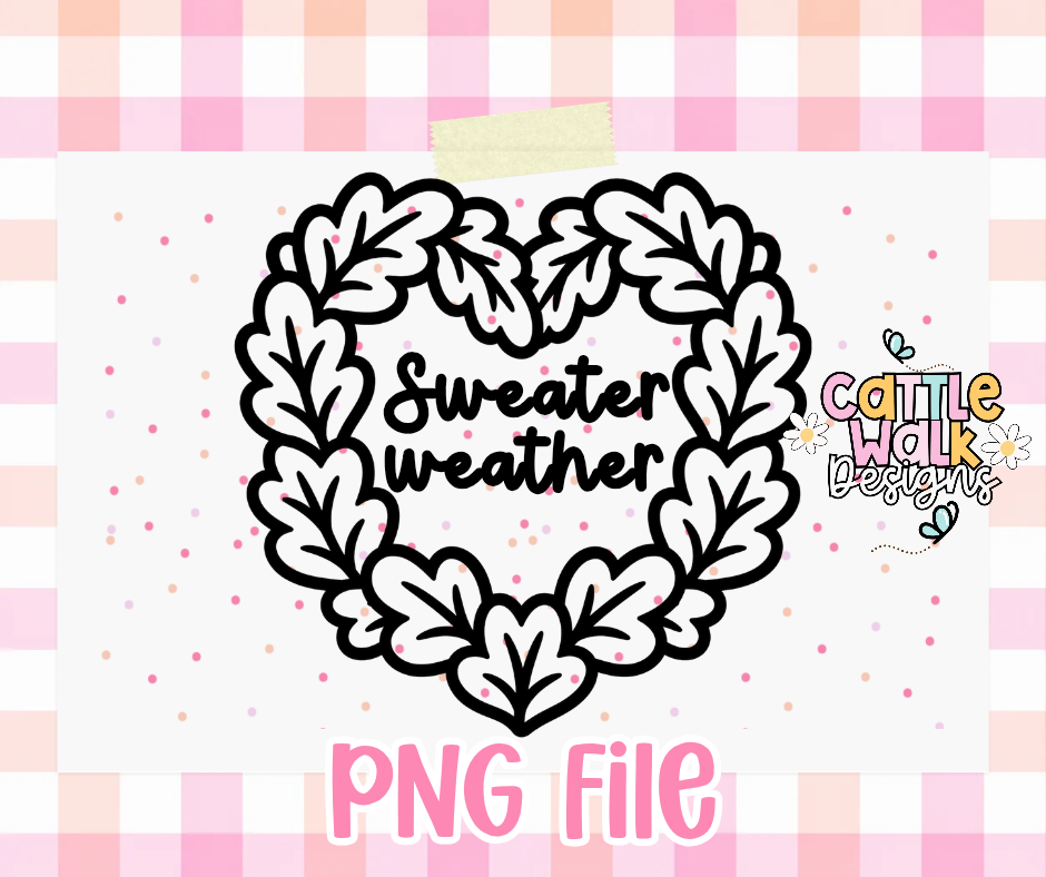 Sweater Weather Leaf Heart PNG | Cozy Fall Heart Freshie Design