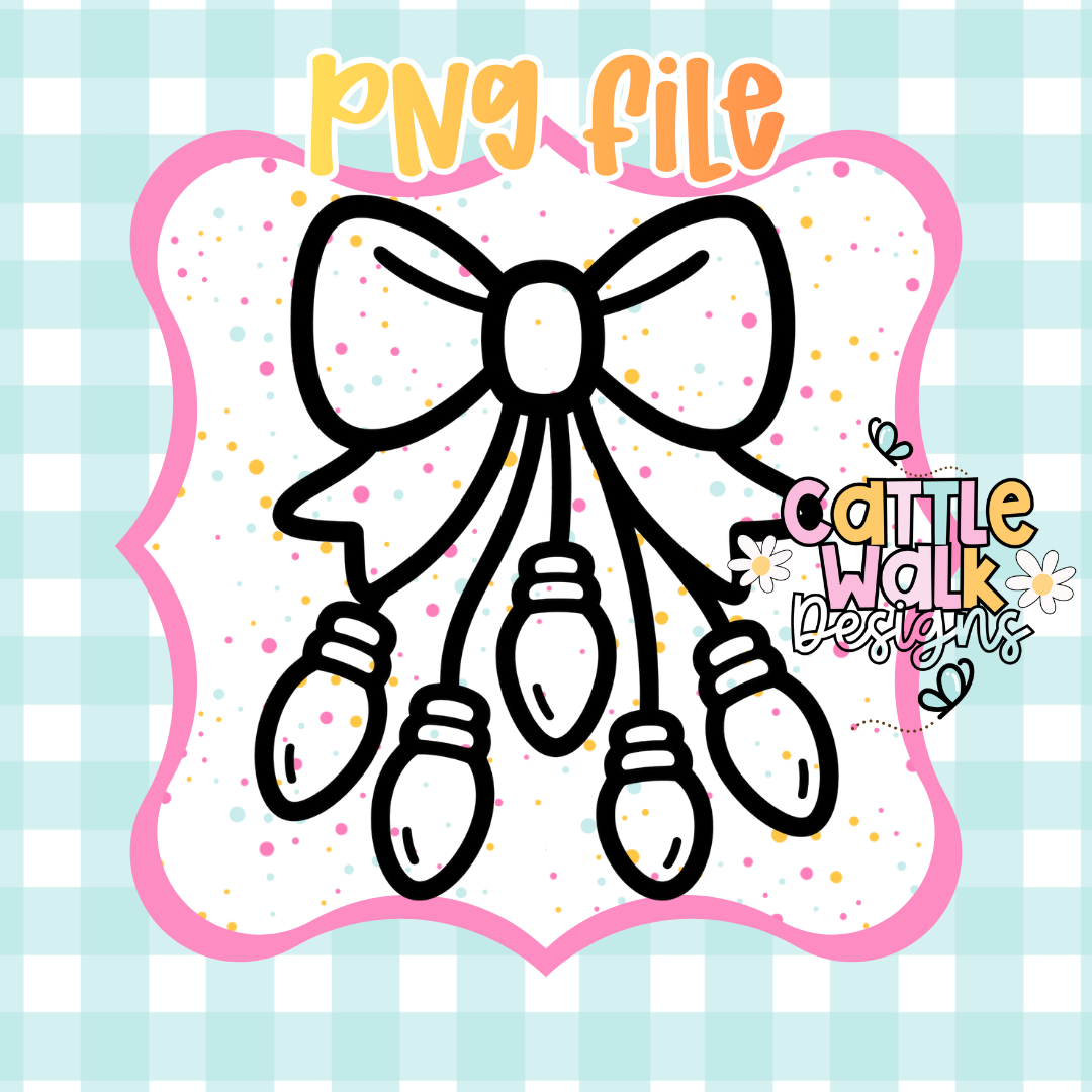 Christmas Lights Bow PNG | Hanging Christmas Light Bow | Holiday Bow | Digital Download | Freshie PNG | Sublimation Design