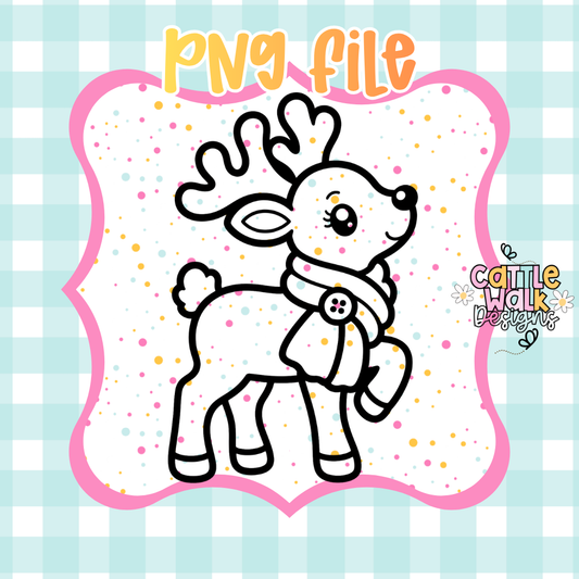 Cute Christmas Reindeer PNG | Kawaii Reindeer Digital Download | Holiday Sublimation PNG | Printable Design