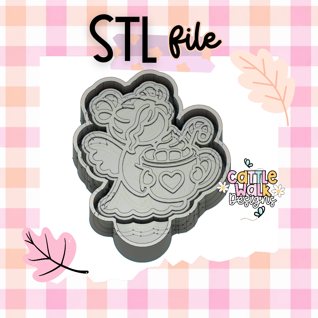 Angel with Hot Cocoa STL File | Christmas Angel Freshie Mold STL | 3D Printable Mold Housing