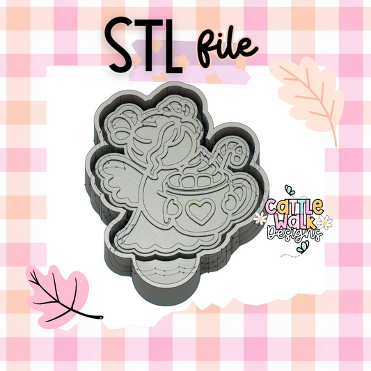 Angel with Hot Cocoa STL File | Christmas Angel Freshie Mold STL | 3D Printable Mold Housing