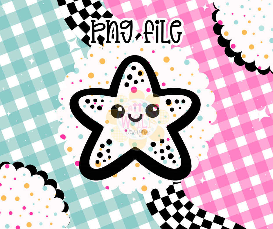 Smiley Starfish PNG | Summer Freshie & Wax Melt Digital Design | Playful Coastal PNG