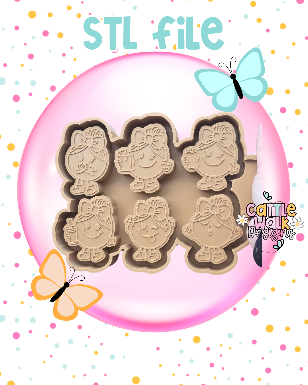 Little Miss Personalities Freshie Sampler STL File (6-in-1 Mold)