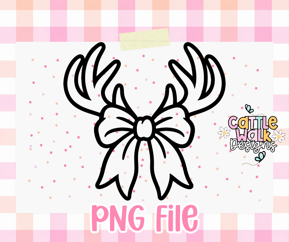 Deer Antlers with Bow PNG | Hunting Girl PNG | Girly Outdoors Freshie Design