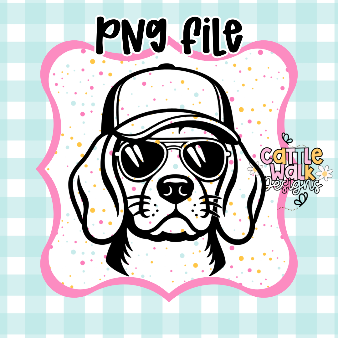 Beagle Dog PNG File | Sunglasses & Hat | Thick Bold Outline | Mold Maker Friendly | Digital Download (No STL Resale)