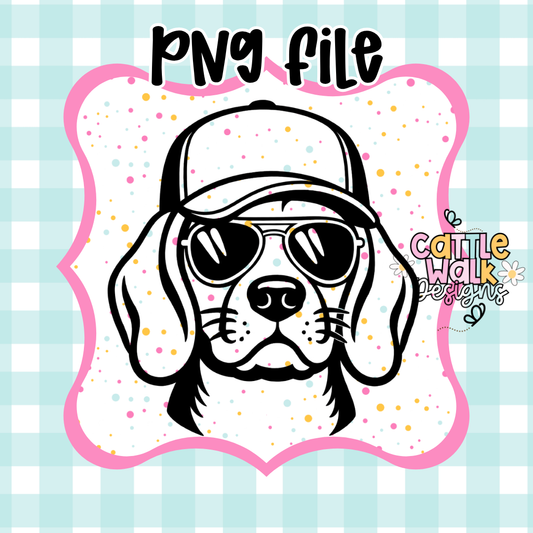 Beagle Dog PNG File | Sunglasses & Hat | Thick Bold Outline | Mold Maker Friendly | Digital Download (No STL Resale)