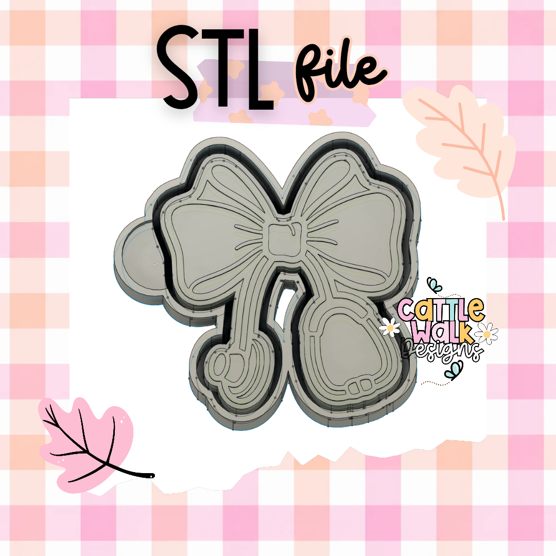 Bow Stethoscope STL File | Girly Nurse Freshie Mold STL | Medical 3D Printable Mold Housing