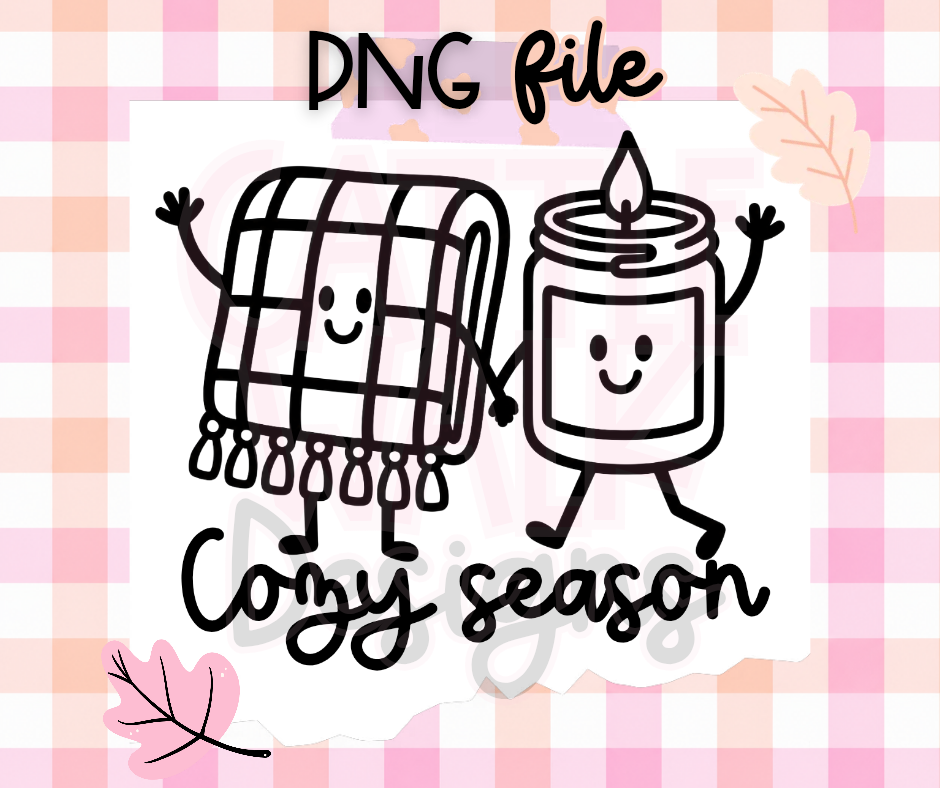 Cozy Season Blanket & Candle PNG | Cute Fall Digital Download