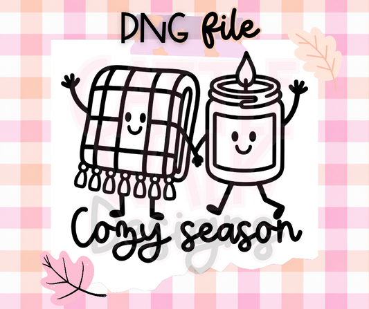 Cozy Season Blanket & Candle PNG | Cute Fall Digital Download