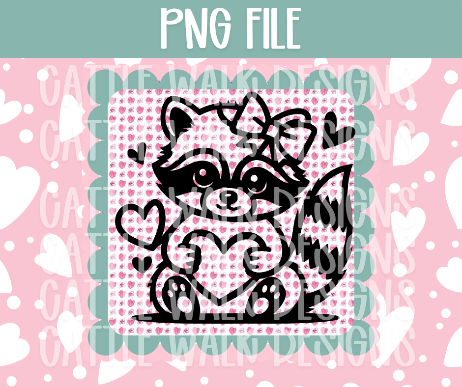 Raccoon Holding Heart PNG – Valentine’s Freshie Design Template