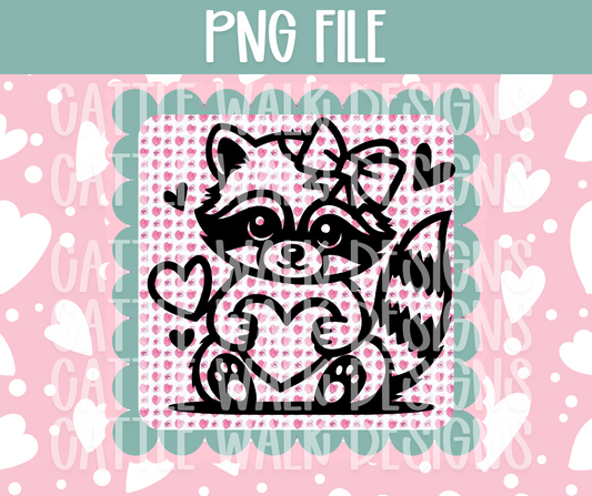 Raccoon Holding Heart PNG – Valentine’s Freshie Design Template