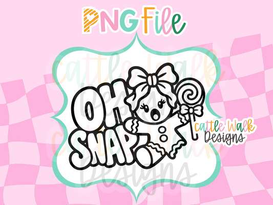 Oh Snap Gingerbread PNG | Christmas Gingerbread Freshie Design | Holiday PNG