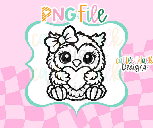 Baby Owl with Heart PNG | Cute Valentine Owl Digital Download