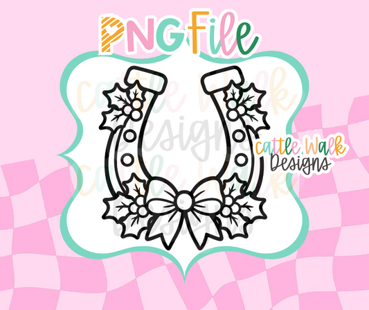Christmas Horseshoe PNG | Western Holly Bow Digital Download