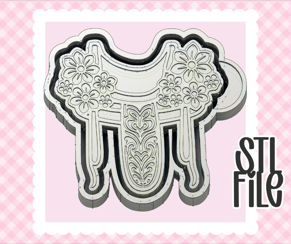 Floral Tooled Saddle STL File | Chunky Bold Mold-Ready 3D Print | Freshie & Craft Mold Design
