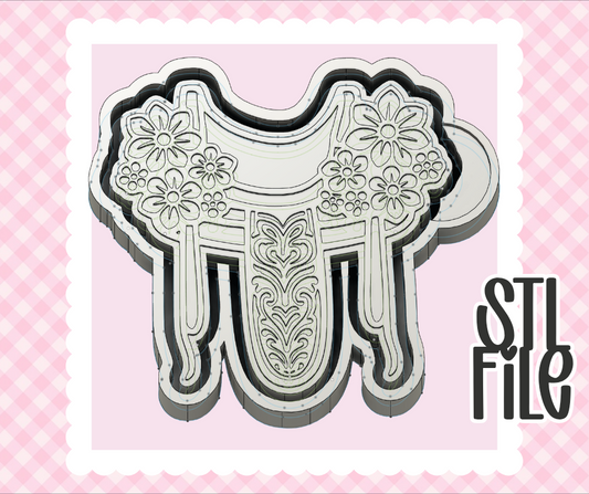 Floral Tooled Saddle STL File | Chunky Bold Mold-Ready 3D Print | Freshie & Craft Mold Design