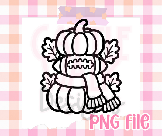 Fall Pumpkin Football PNG | Cozy Autumn Pumpkin Stack with Scarf Digital Design
