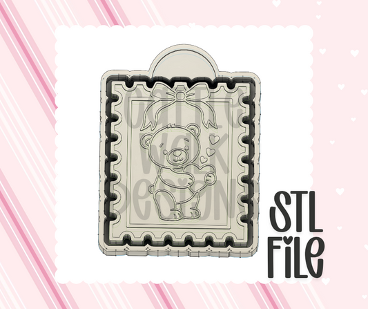 Teddy Bear Stamp with Bow STL File | Chunky Bold Mold-Ready 3D Print Design