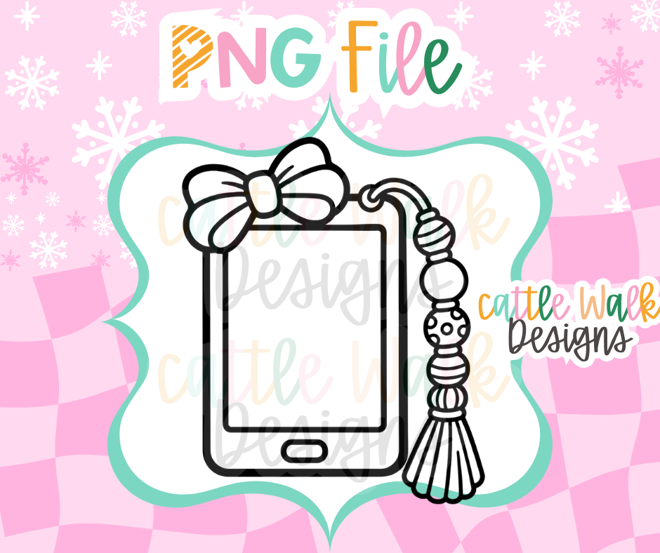 E-Reader with Bow PNG | Kindle Inspired PNG | Book Lover PNG | Beaded Tassel Reader Freshie Design | Digital Download