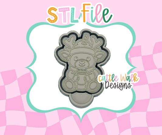 Baby Reindeer with Coffee STL File | Christmas Freshie Mold Design