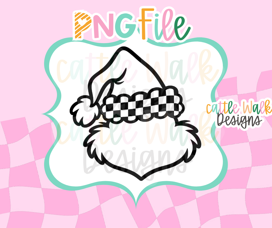 Checkered Santa Hat & Beard PNG | Christmas Digital Download