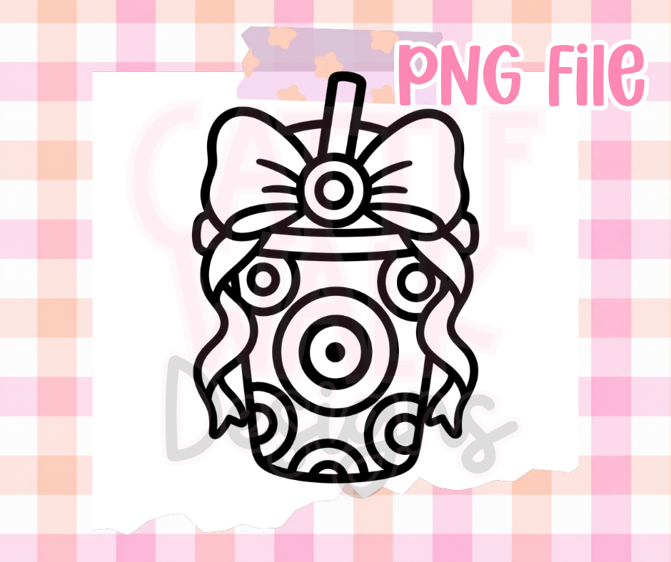 Bullseye Bow Tumbler PNG | Girly Bullseye Cup PNG