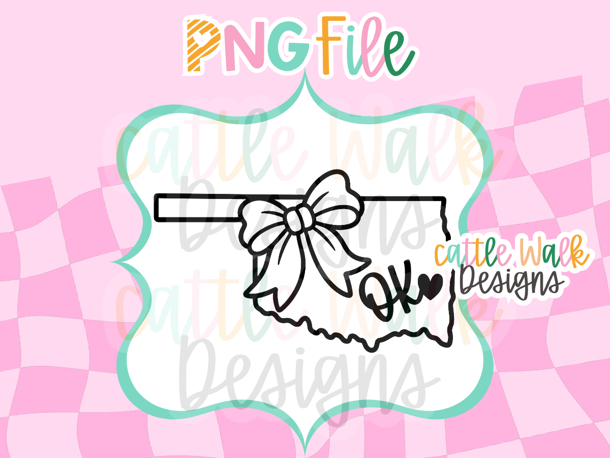 Oklahoma State Bow PNG | OK Heart State PNG | Oklahoma Freshie Design
