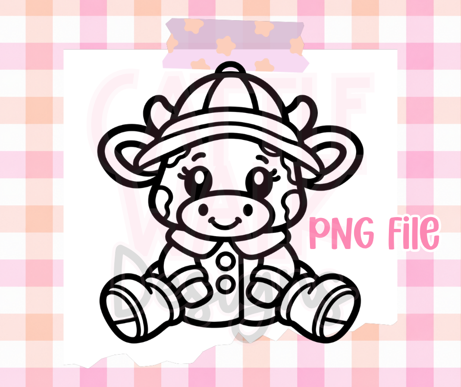 Safari Cow PNG | Cute Cow in Safari Hat Explorer Digital Design