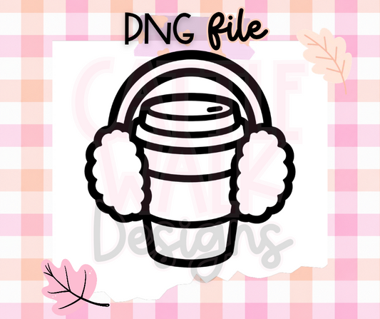 Cozy Coffee Cup Earmuffs PNG | Winter Coffee Digital Download