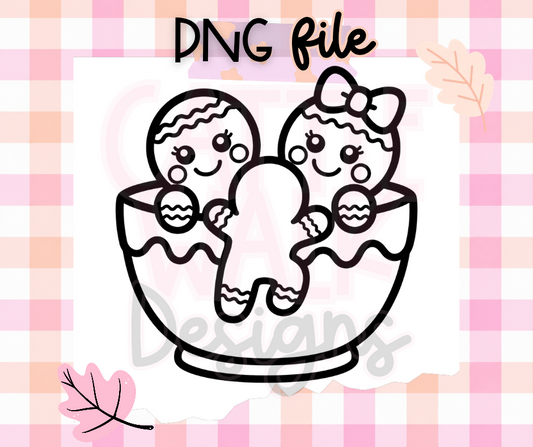 Gingerbread Baking Bowl PNG | Cute Christmas Gingerbread Digital Download