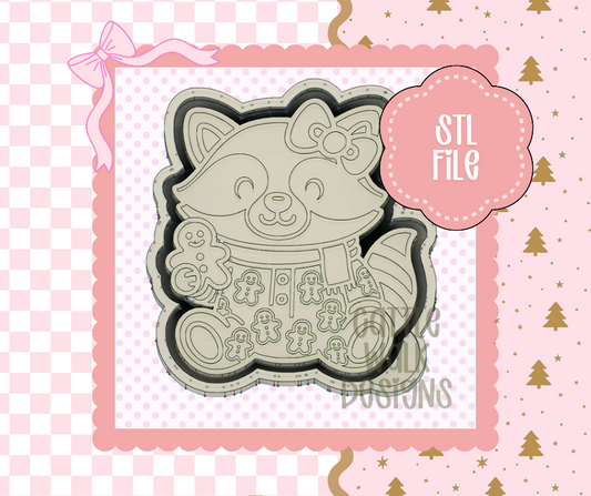 Chunky Gingerbread Raccoon STL File – Christmas Freshie Mold Design