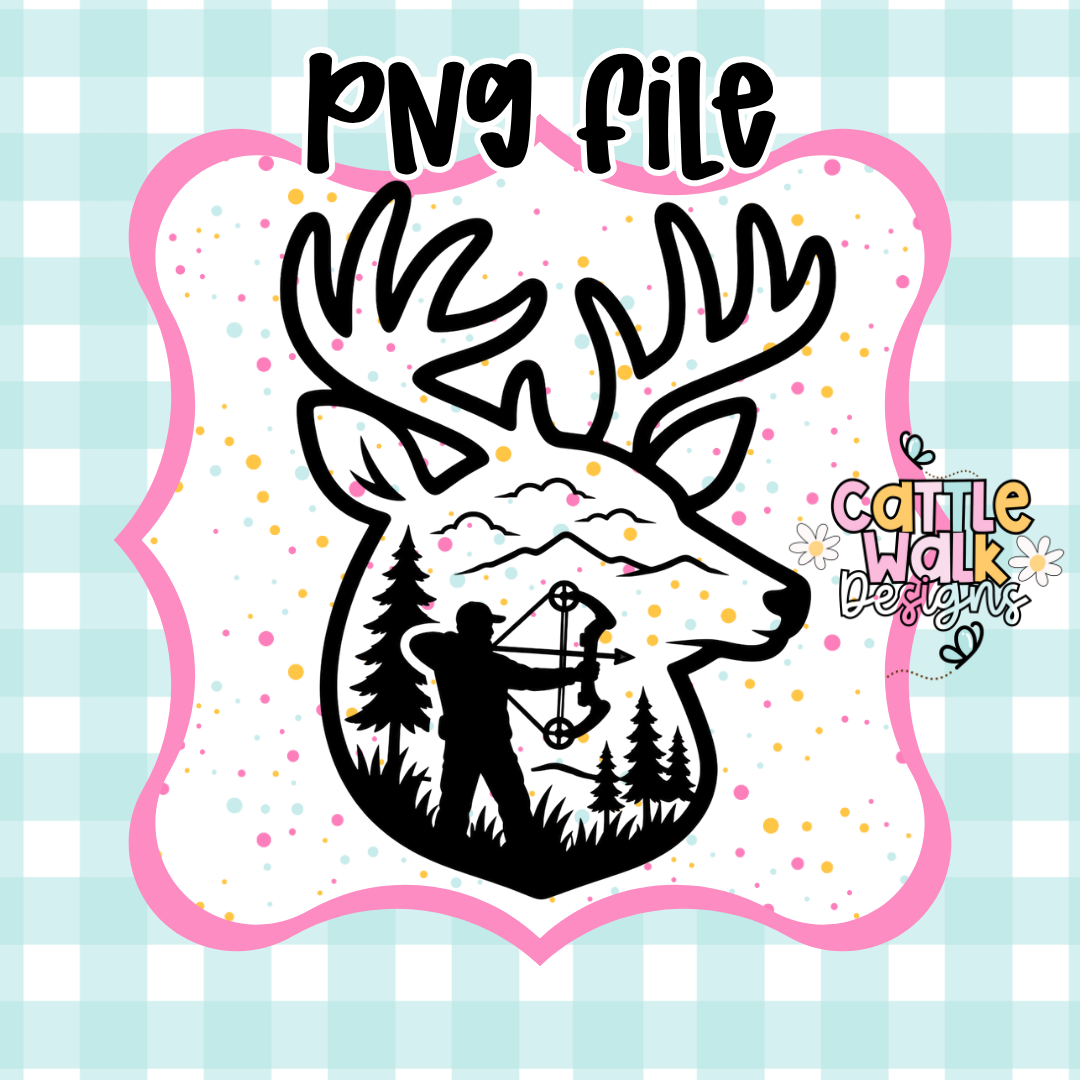 Deer Bow Hunter PNG | Hunting Buck Sublimation Design