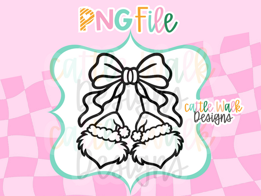 Christmas Slippers with Bow PNG | Cozy Christmas Freshie Design | Holiday PNG