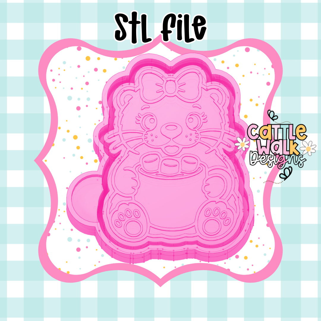 Cozy Otter with Hot Cocoa Freshie Mold Housing STL File | 3D Printable Freshie Mold Housing