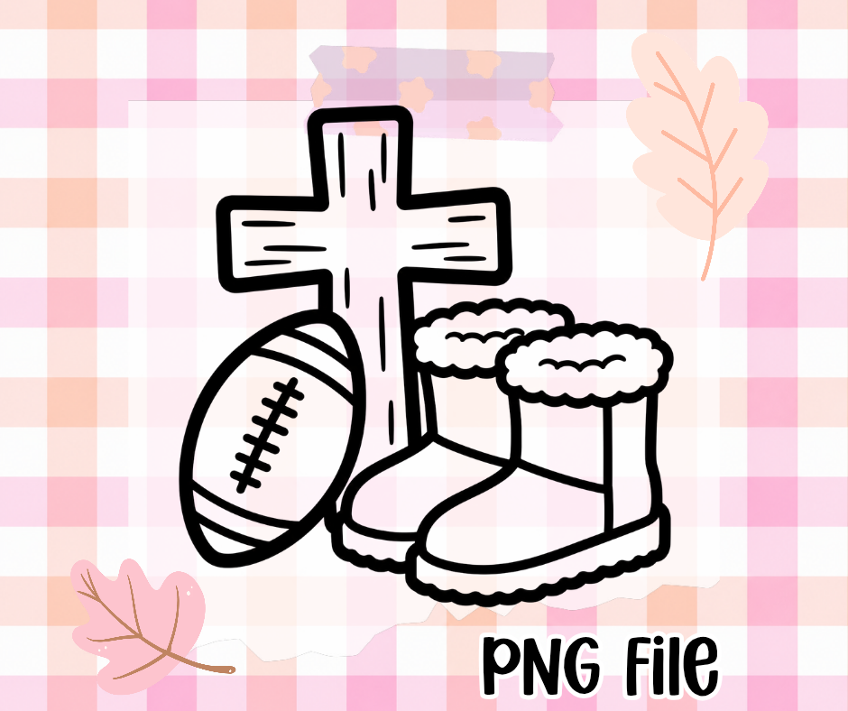 Faith Football Boots PNG | Thick Black & White Outline | Freshie Mold Friendly | Digital Download
